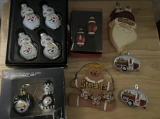 Lot of 15 Assorted Pittsburgh Steelers Christmas Ornaments Some Homemade