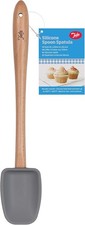 Image of Tala Silicone Spoon Spatula, Wooden Handle, Heat Resistant, Grey Colour, Ideal