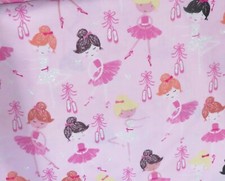 Ballerinas on pink fabric 1 1/2 yard piece 1386