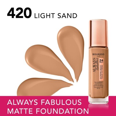 Bourjois Always Fabulous Hydrating Foundation SPF20 420 Light Sand 30Ml New