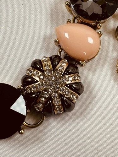 Jessica Simpson Bracelet Multi Stone Multi Color 8.25 Inches. Peach Smokey Black - Picture 3 of 5