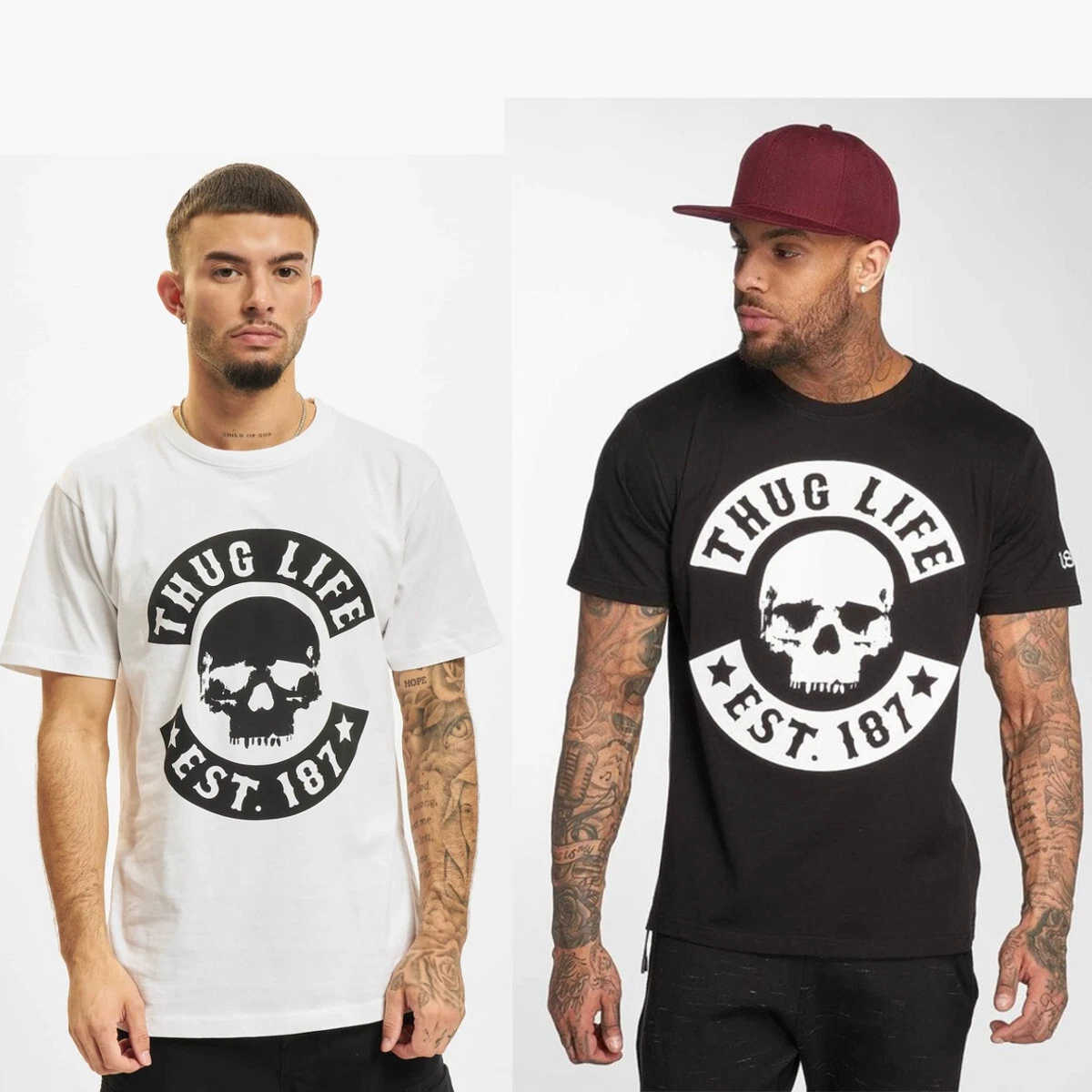 Thug Life B. Skull T-Shirt Men Top Skull Cotton Round Neck