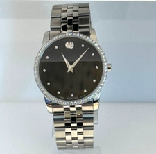 Movado Luxury Mens Watch Black Face 07.1.14.1142 Museum 40mm 
