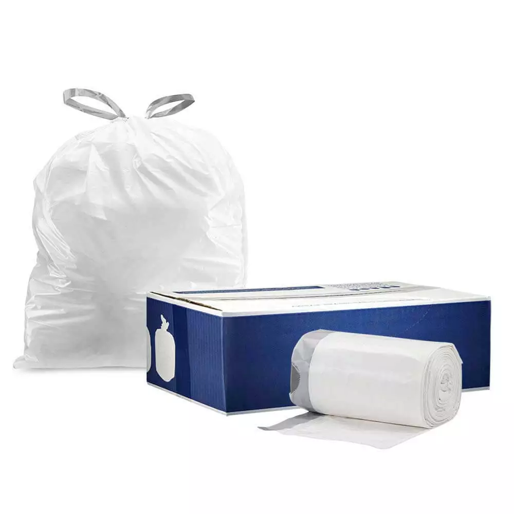 Plasticplace 4 Gallon White Drawstring Garbage Bags (100 Count)