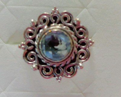 HANDWERKGEFERTIGTER RING HIMMELBLAUER TOPAS 925 STERLINGSILBER GRÖSSE 9