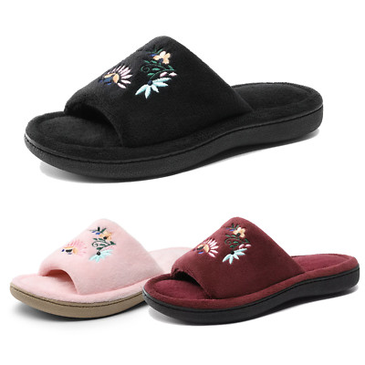 Women Memory Foam Slippers Open Toe Lightweight Comfort Slip On House Slippers