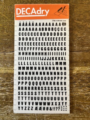 Decadry Rub-On Transfers, No. 54 (24pt) 0.236 Inch 6mm | eBay UK