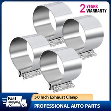 4pack 5 Inch Stainless Steel 304 Lap Joint Clamp Heavy Duty Exhaust Band Clamp