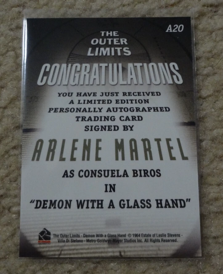 Arlene Martel The Outer Limits Premiere Edition Autograph Card A20 - Image 2 of 2