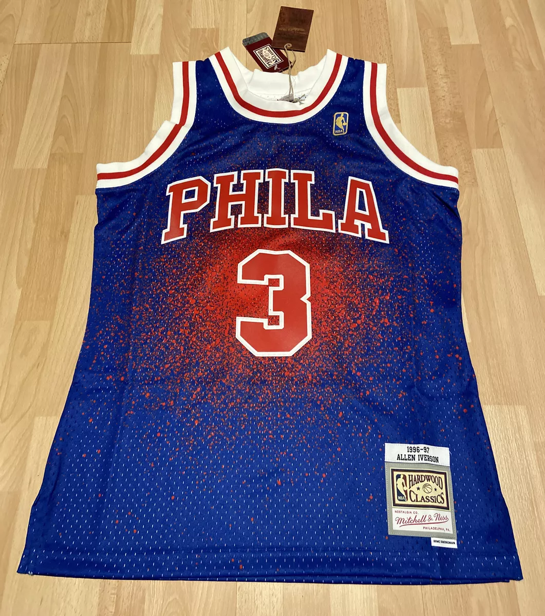 Men's Philadelphia 76ers Allen Iverson Mitchell & Ness White 1996