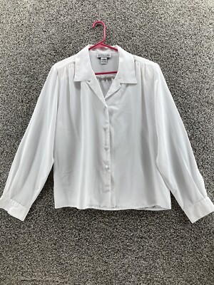 ALYSSA CARR Button Down Blouse Size 12 Pads White Ladies
