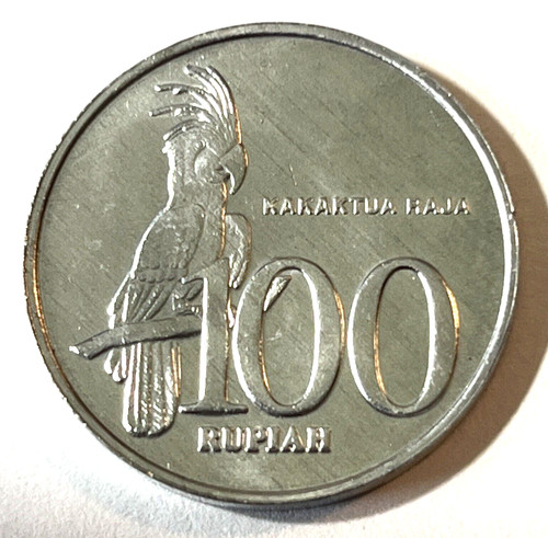 1999 Indonesia 100 rupiah Coin Black Palm Cockatoo Bird Asia Wildlife
