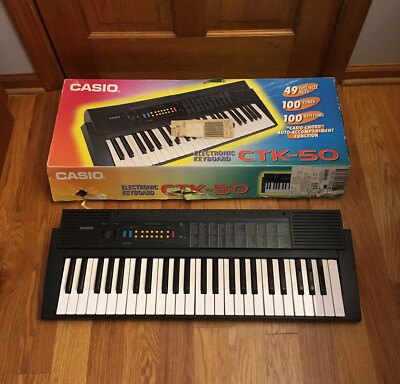 Vintage Casio CTK-50 49 Key Electronic Keyboard - No Power Cord -Tested Working