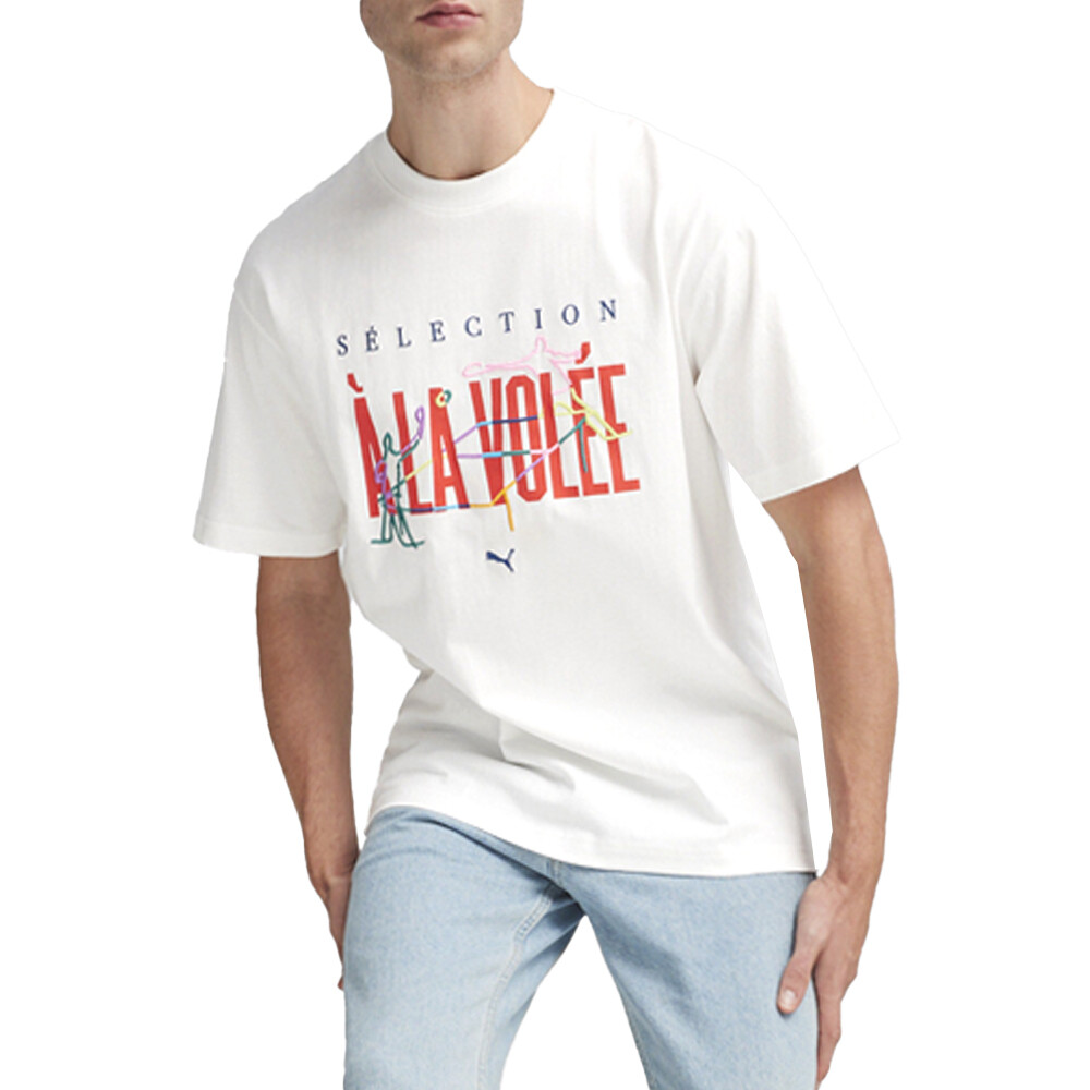 Футболка Puma Graphics A La Volee с круглым вырезом и коротким рукавом, мужские белые повседневные топы 6