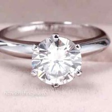 Solitaire Engagement Ring 2.90CT Round Cut Lab-Created Diamond 14K White Gold FN