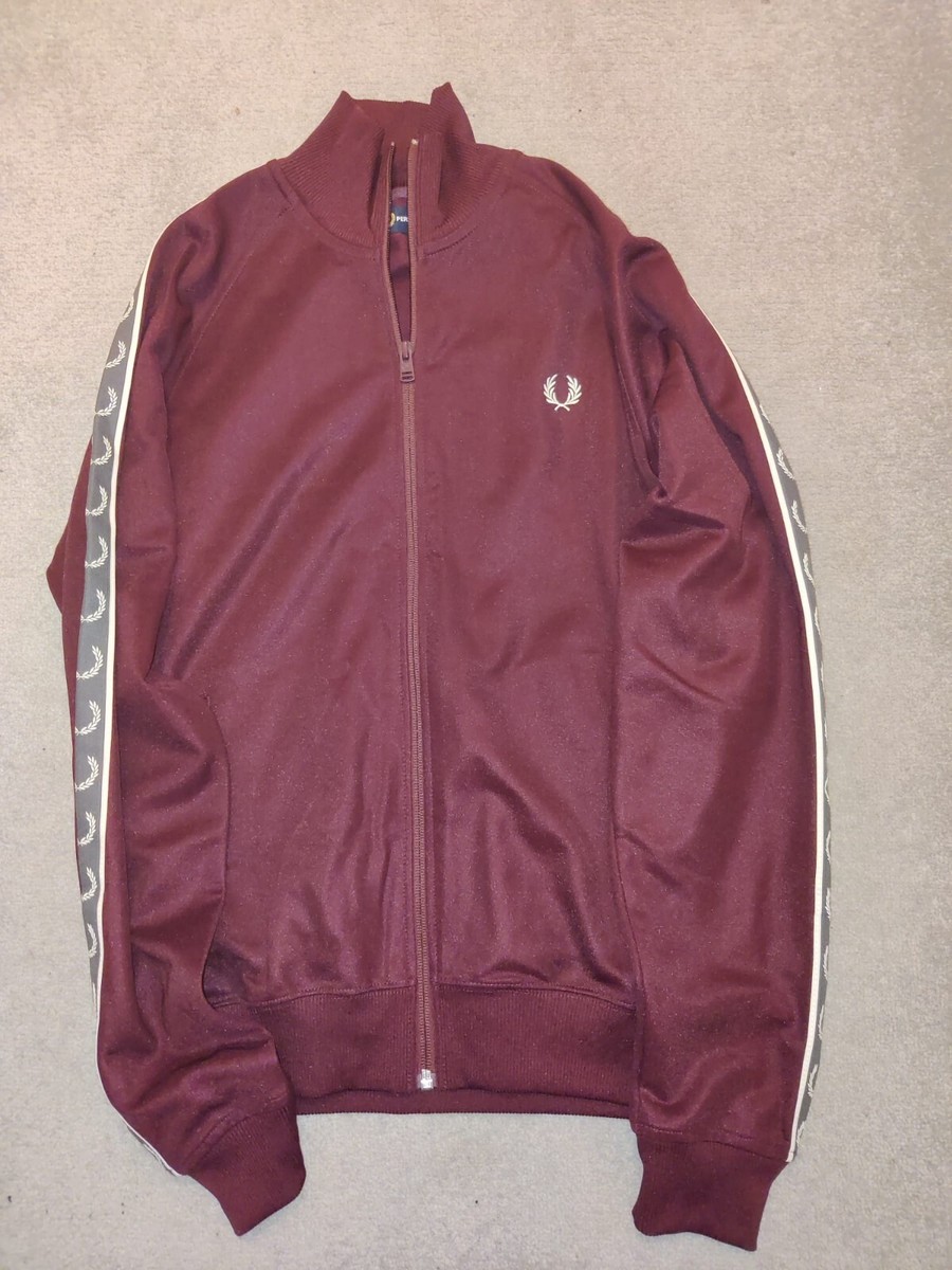 Fred Perry Burgundy Tracksuit Top Small UK