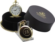 PERSONALISED 24k Gold Clad Pocket Watch CUSTOM Engraved FREE LUXURY GIFT BOXED