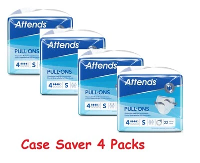 Attend Pull Ons 4 Small 4 Packs Adult Incontinence 88 Pull-on Pants 4S Nappies