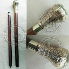 Antique Brass Knob Designer Handle Wooden Walking Cane Stick Vintage Victorian