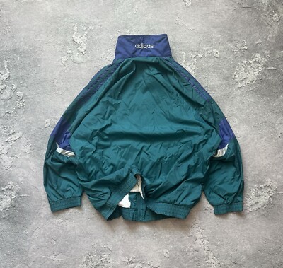 Adidas L Vintage Zip Nylon Track Jacket Olympic Stripes Adidas L Vintage Zip Nylon Track Jacket Olympic Stripes