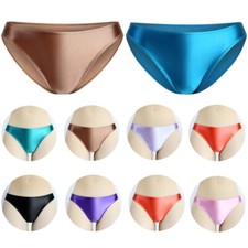 Women Shiny Panties Satin Briefs Knickers Opaque Low Waist Shorts Underwears Gym