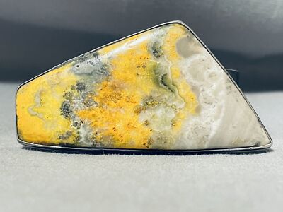 ONE OF THE MOST UNIQUE NAVAJO HONEYBEE JASPER STERLING SILVER BRACELET