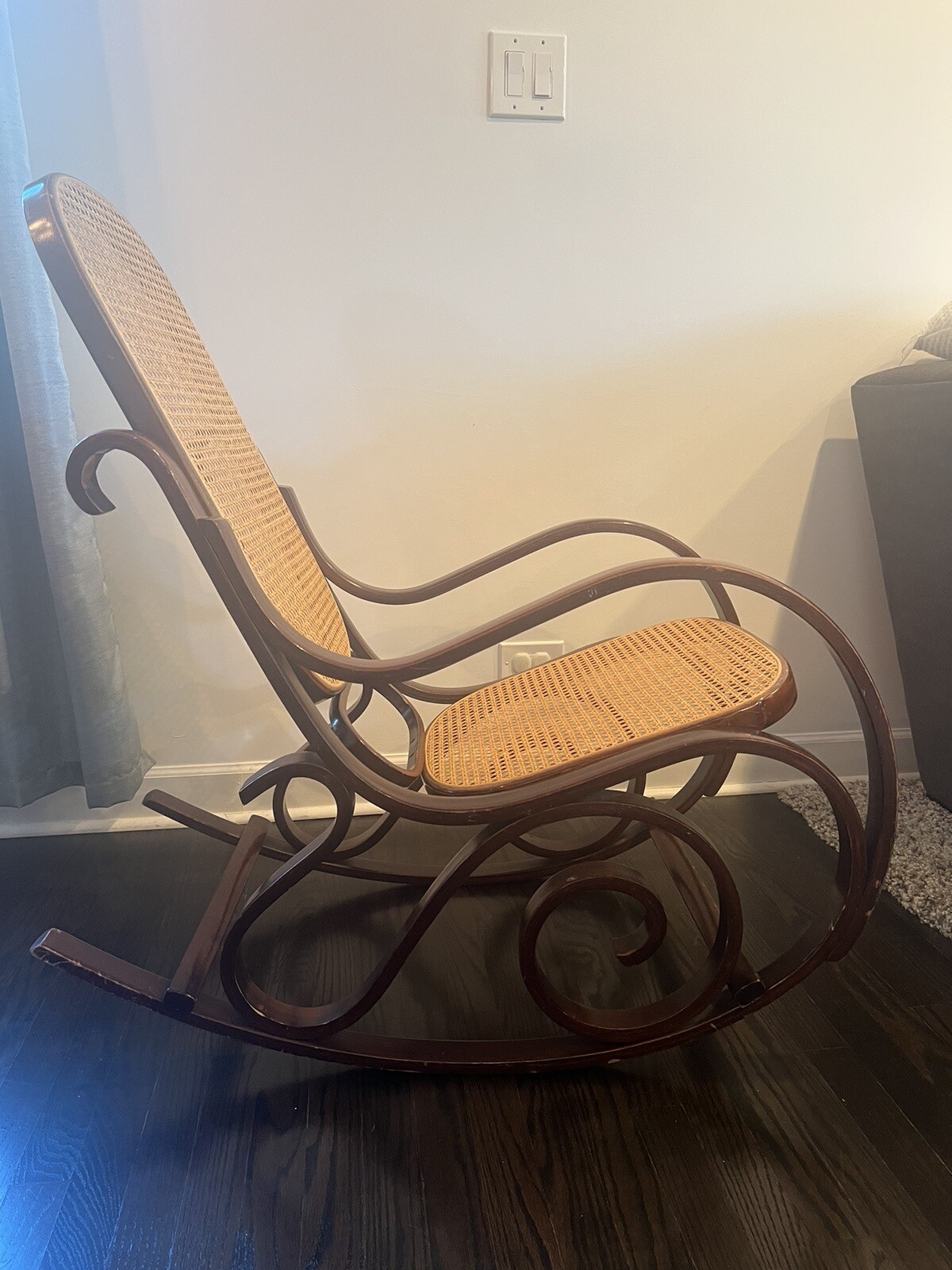Vintage Style Design MidCentury Bentwood Rocker Wood Cane