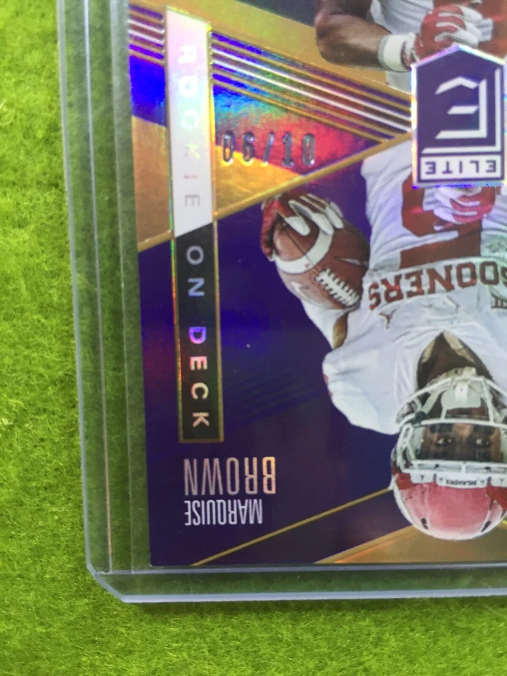 MARQUISE BROWN PRIZM ROOKIE CARD JERSEY #5 OU RC #/10 RAVENS  2019 Elite On Deck - Image 3 of 4