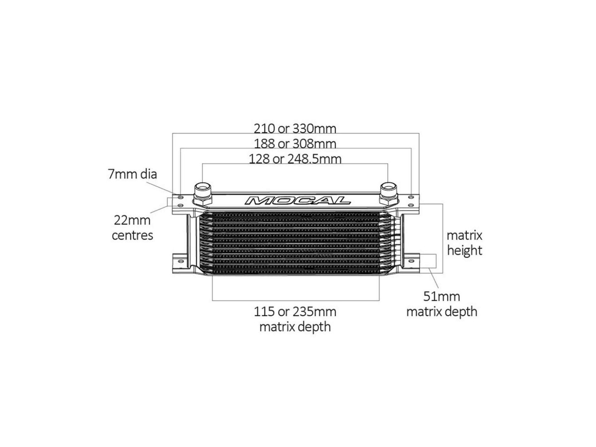 cululu MOCAL 19 ROW 235MM 1/2BSP UNIVERSAL MOTORSPORT ENGINE OIL COOLER