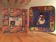Sango Sweet Shoppe Christmas Snowman Large Candy Dish by Sue Zipkin ~ NIB