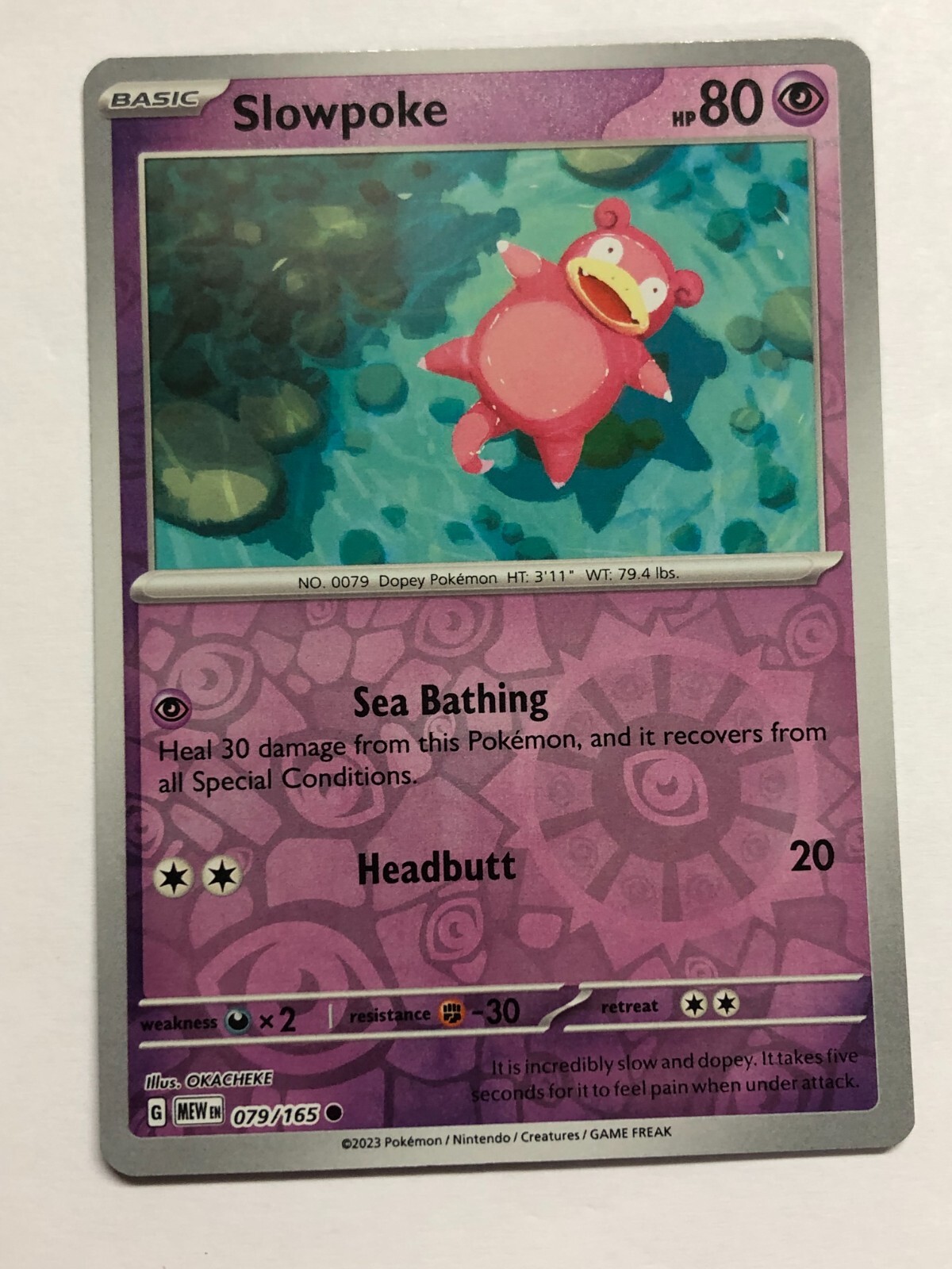 Pokemon Card 151 Reverse Holographic Slowpoke 079/165 Near Mint