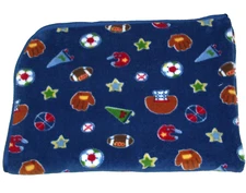 Circo Navy Blue Sports Balls Baby Blanket 30x40" Soccer Basketball Baseball