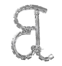 Alphabet Initial Letter "M" Pin Brooch Pave Rhinestone Silver Tone 1 1/2"