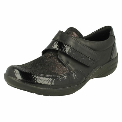 REMONTE LADIES LEATHER HOOK & LOOP CASUAL FLAT LIGHTWEIGHT TROUSER SHOES R7600