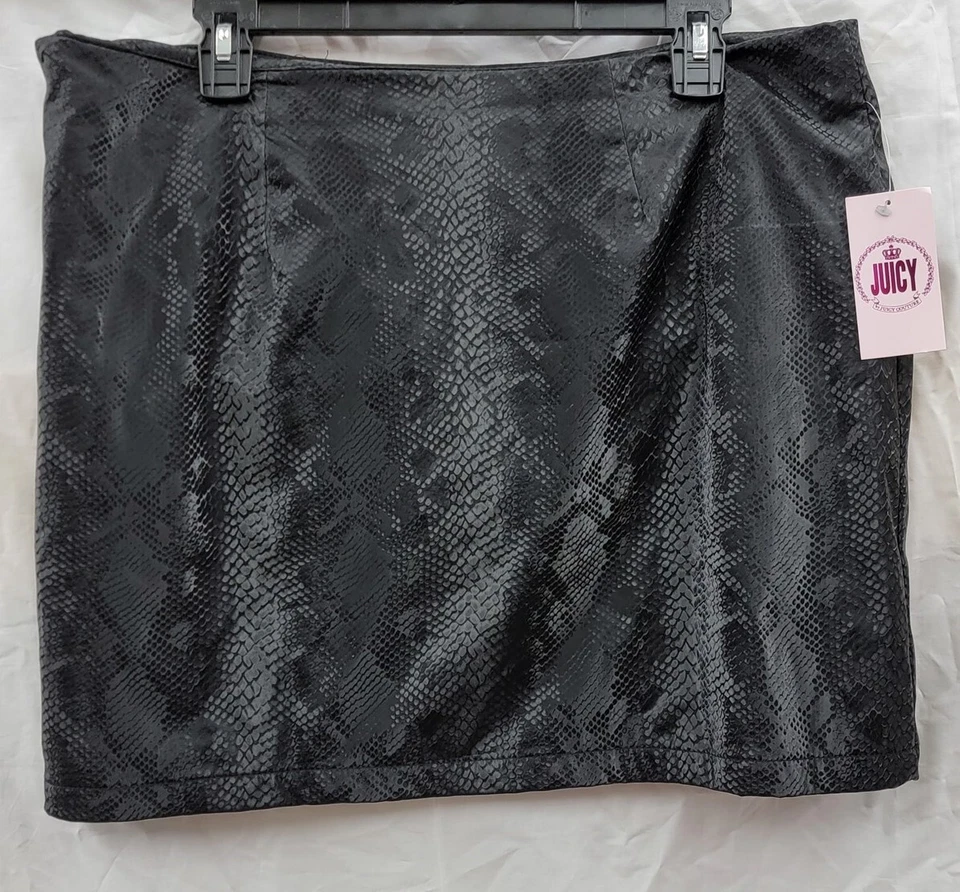 NUEVA Minifalda Juicy Couture Estampado Serpiente Cuero Sintético XXL Negra Foto 2 de 3