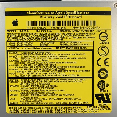 G5 iMac 20” SuperDrive DVD-R Super 678-0484B UJ-825-C 825CA