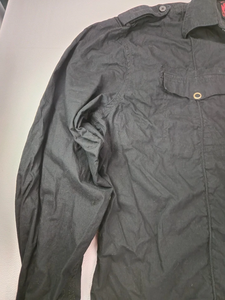 Attitude Men's 2XL Military Shirt Black Button Down Utility Style Casual Goth Gr - Image 4 of 4