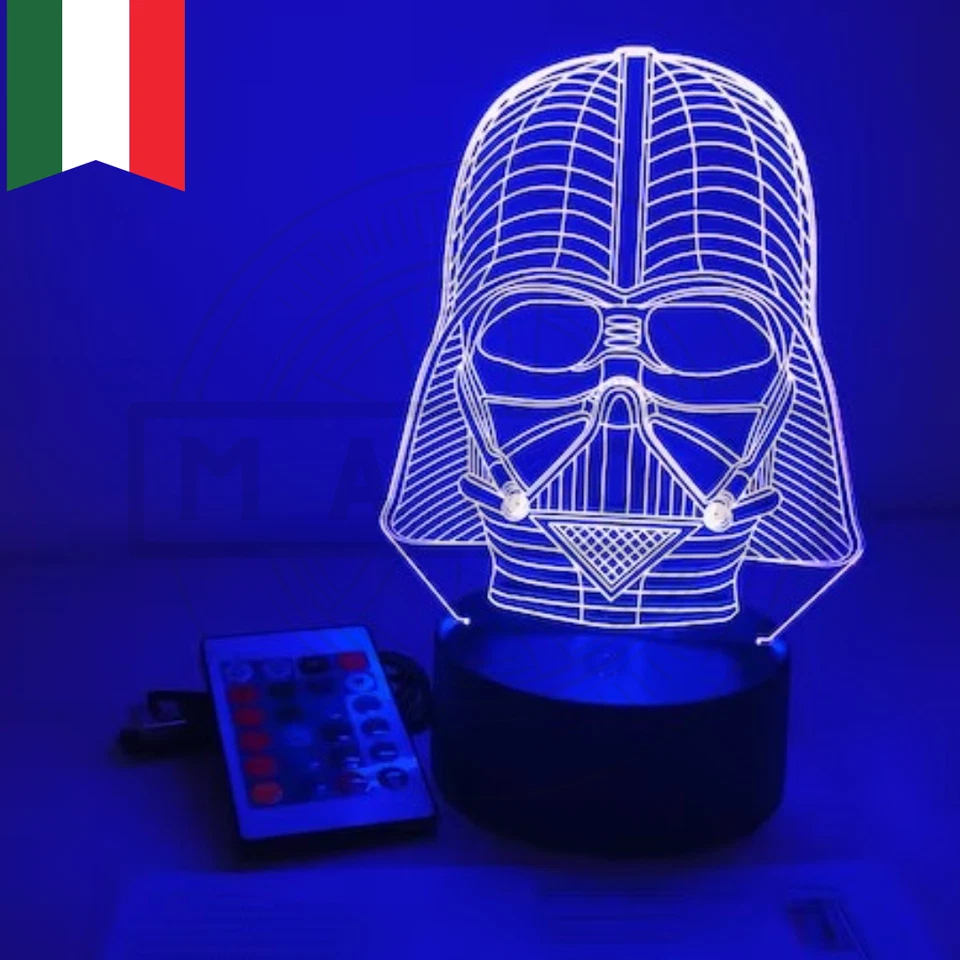 1 Lampada Notturna LED Darth Vader Dart Fener 3D Luce Indiretta Multicolor USB - Immagine 2 di 4