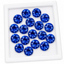 50 PCS Natural Blue Sapphire 5x5mm Round Cut CERTIFIED Loose Gemstone Lot