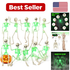 16" Light Up Skeleton Halloween Decorations - 10 Pack White Plastic