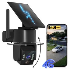 4G Solar Security Camera 2K 360 Night Vision PIR 2-Way Audio Outdoor black