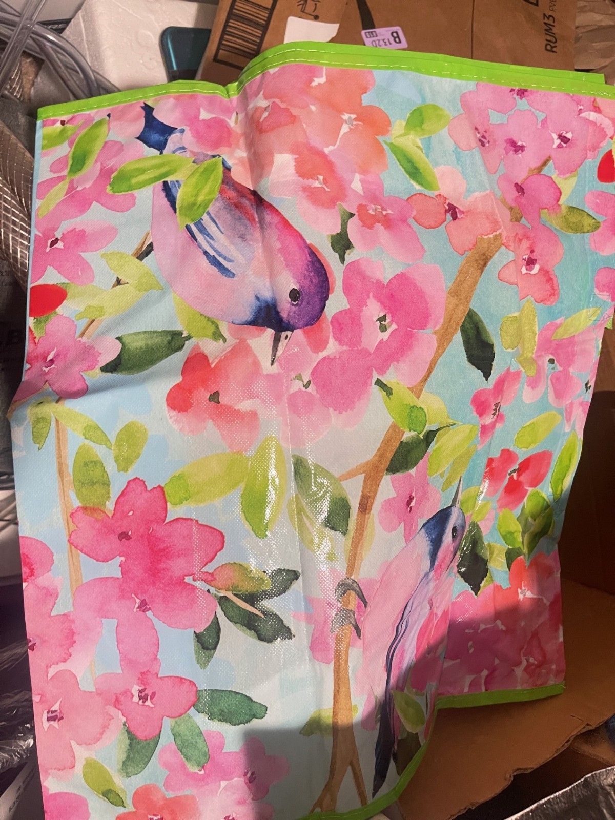 Shopping Gift Bag birds flowers Reusable Tote TJMaxx 19"Hx17"Wx7"D(M12)