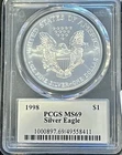 1998 $1 American Silver Eagle PCGS MS 69 | Uncirculated UNC BU