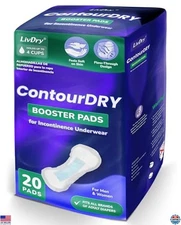 XL Booster Pads for Adult Diapers, Max Absorbency, 20 Count, Flow-Through Design