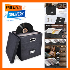 Vinyl Record Storage Box Album Organizer Holds 50 Plus Records Compact Durable