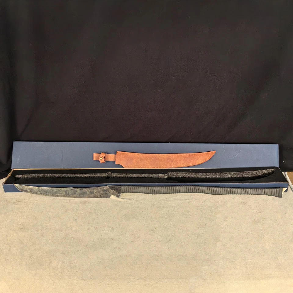 Espada larga hecha a mano de acero al manganeso y funda de machete afilada/exterior/cuero Foto 4 de 4