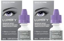 2 PACK Bausch  Lomb Lumify Redness Reliever Eye Drops Large 0.25fl oz. Lot 2027