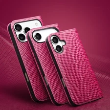 Crocodile Genuine Leather Pocket Flip Wallet Case Cover f iPhone 15 16 17 ProMax