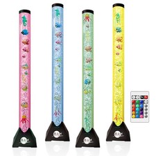 4FT Sensory LED Water Bubble Fish Tube Floor Lamp with 16 Color Changing Ligh...