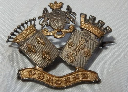 WW1 PERONNE FRANCE BATTLEFRONT MILITARY SWEETHEART BADGE BROOCH WORLD WAR I